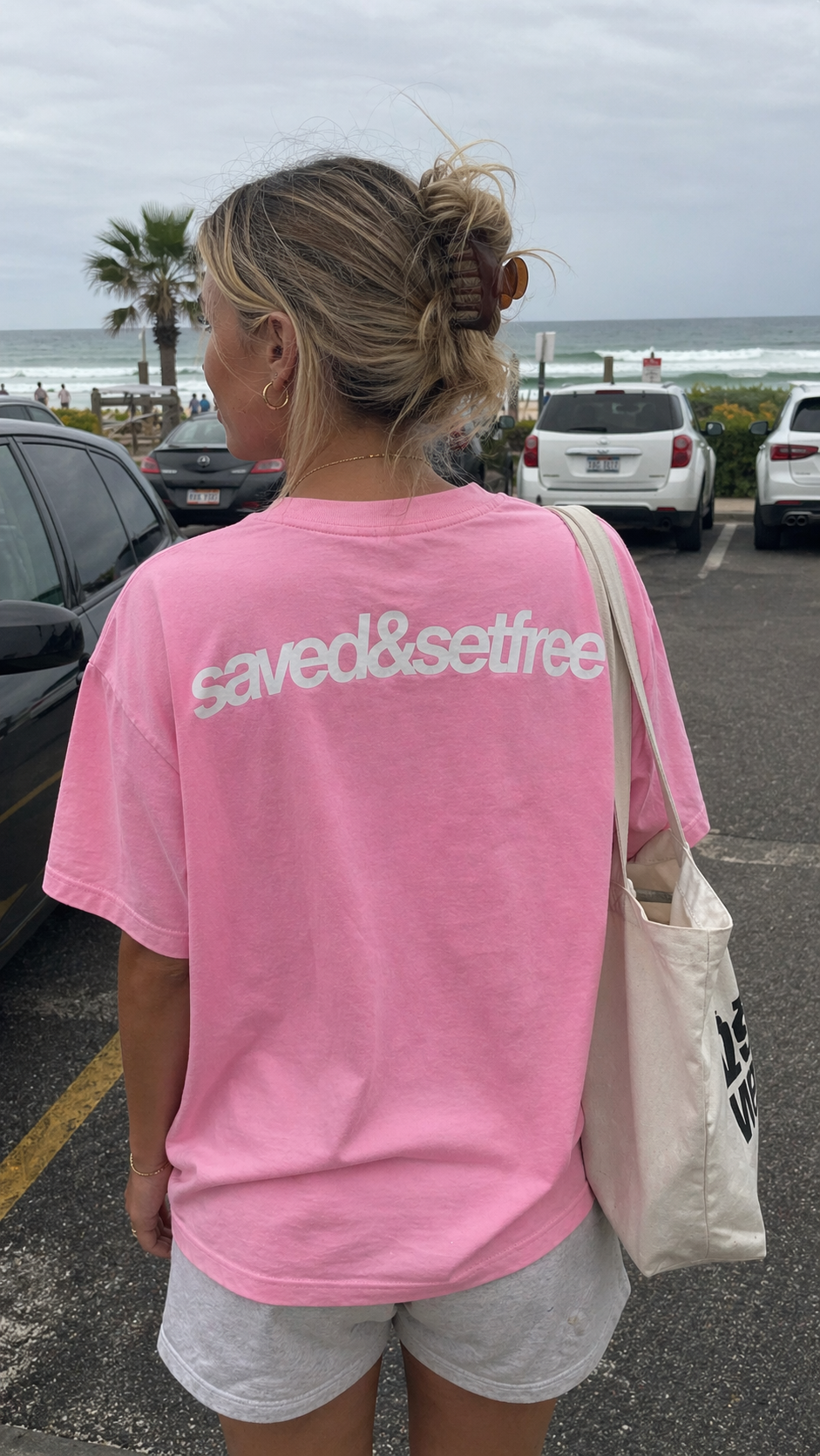 Saved and Set Free Tee — Pink